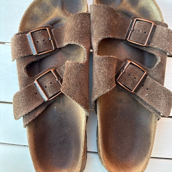 Birkenstock Beulah ladies 9 men’s 7 brown leather sandal slides - Picture 3 of 12